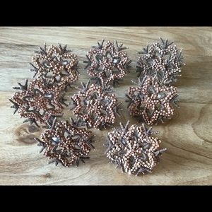 8 Brown Hand Beaded Napkin Ring Holder New